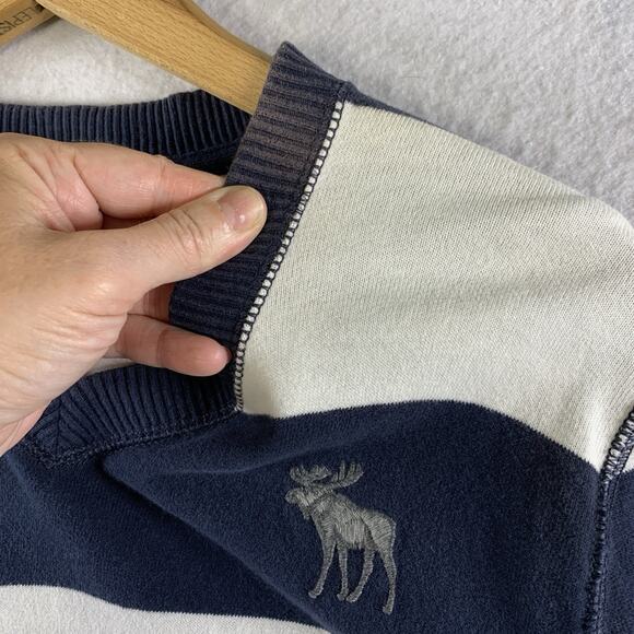 Abercrombie Fitch‎ Mens Muscle Stripped Knit Shirt Sz L Y2K Preppy Coastal Logo - Picture 3 of 14